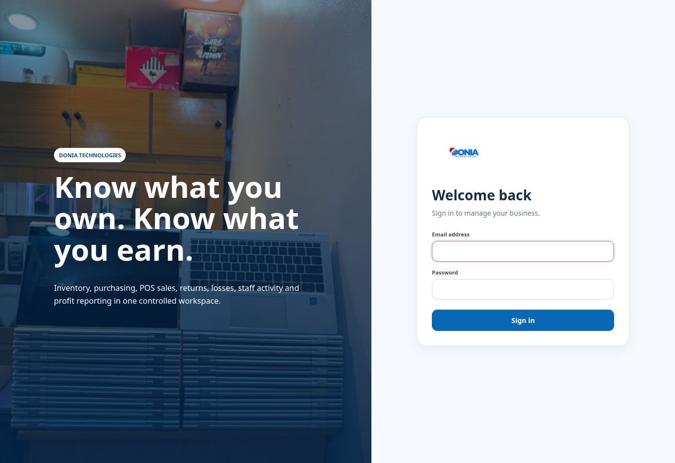 Public website preview of Donia Technologies