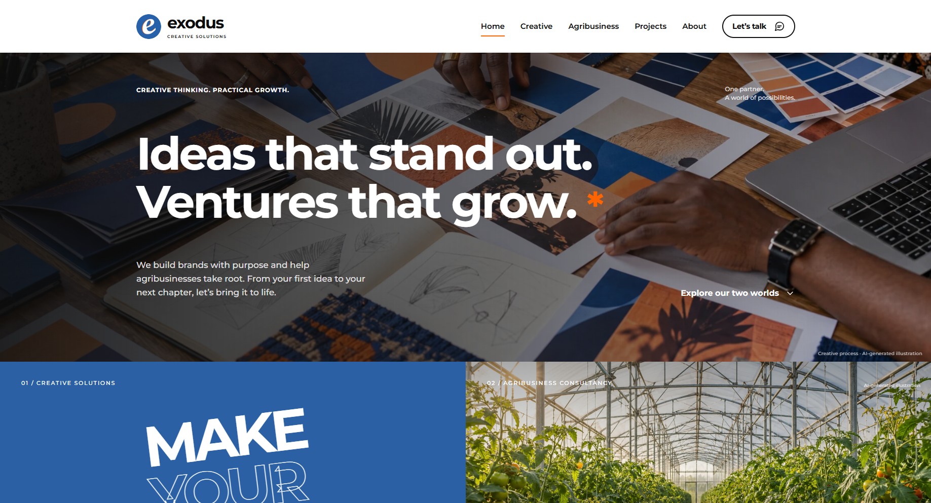 Website preview of Exodus Creative Solutions