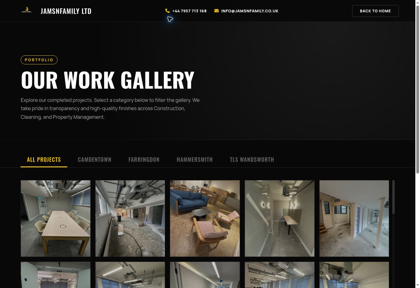 Jams and Family project gallery with construction and refurbishment photographs